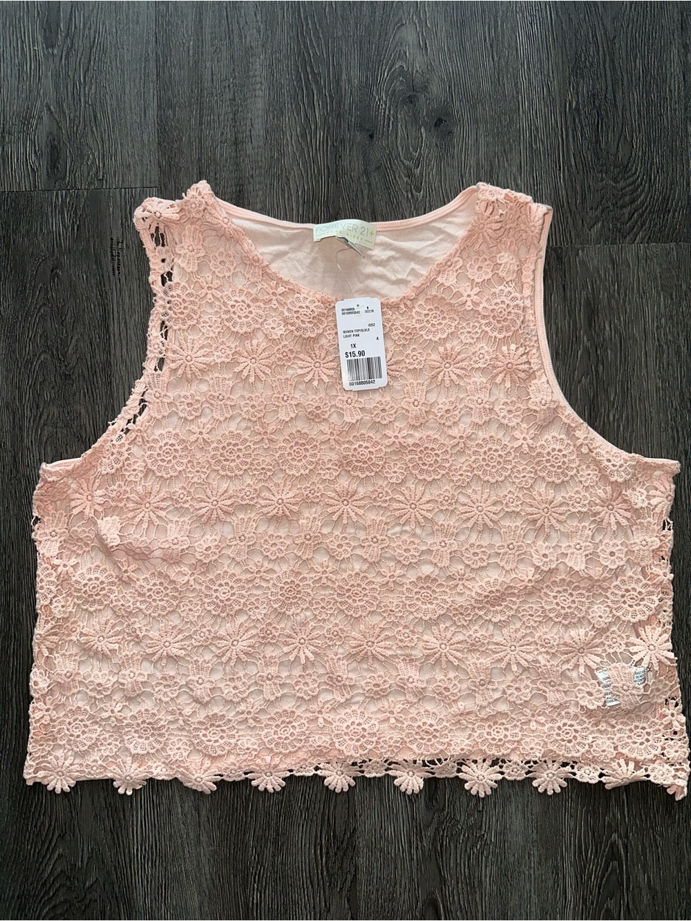 Soft Peachy Pink Floral Lace Tank Top